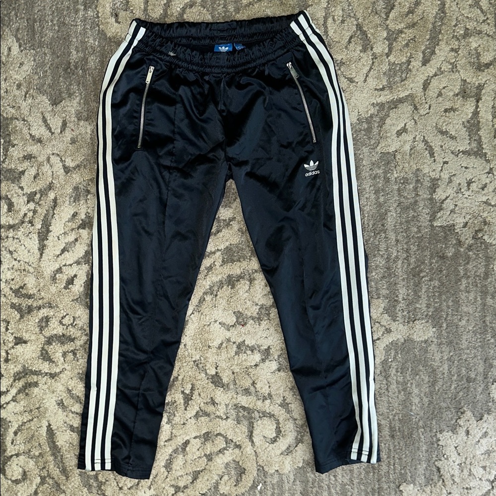 Adidas Black Joggers with White Accents